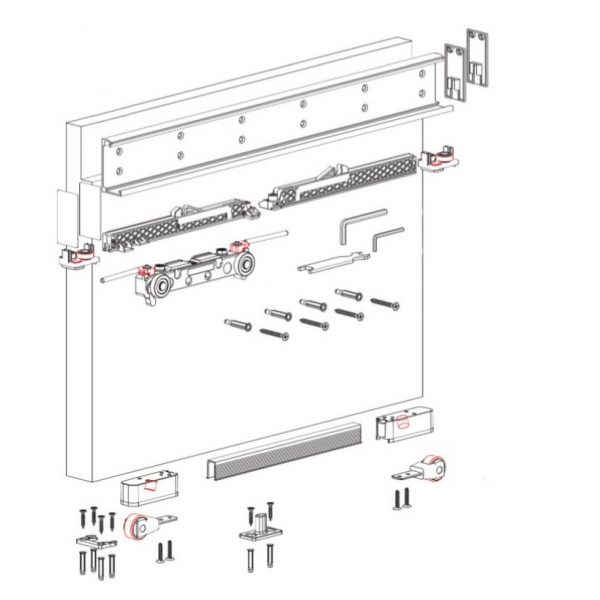Система за плъзгащи врати до 80 кг със скрита релса и двойно плавно действие MAGIC 2