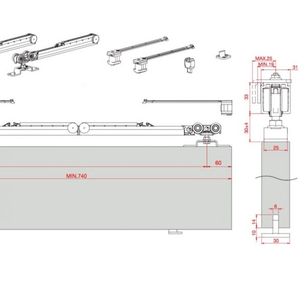 Система за плъзгащи врати до 80 кг FLUID